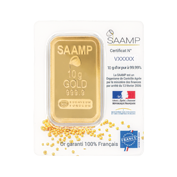 Lingotin d'or 10g - 100% Français - SAAMP