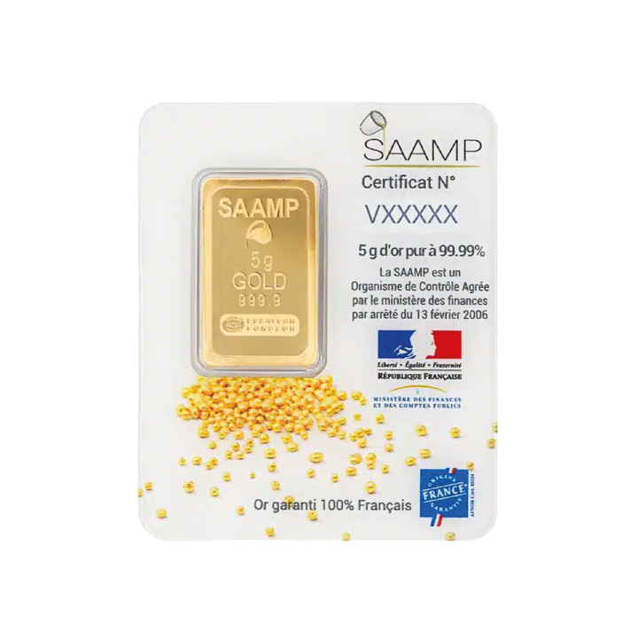 Lingotin d'or 5g - 100% Français - SAAMP