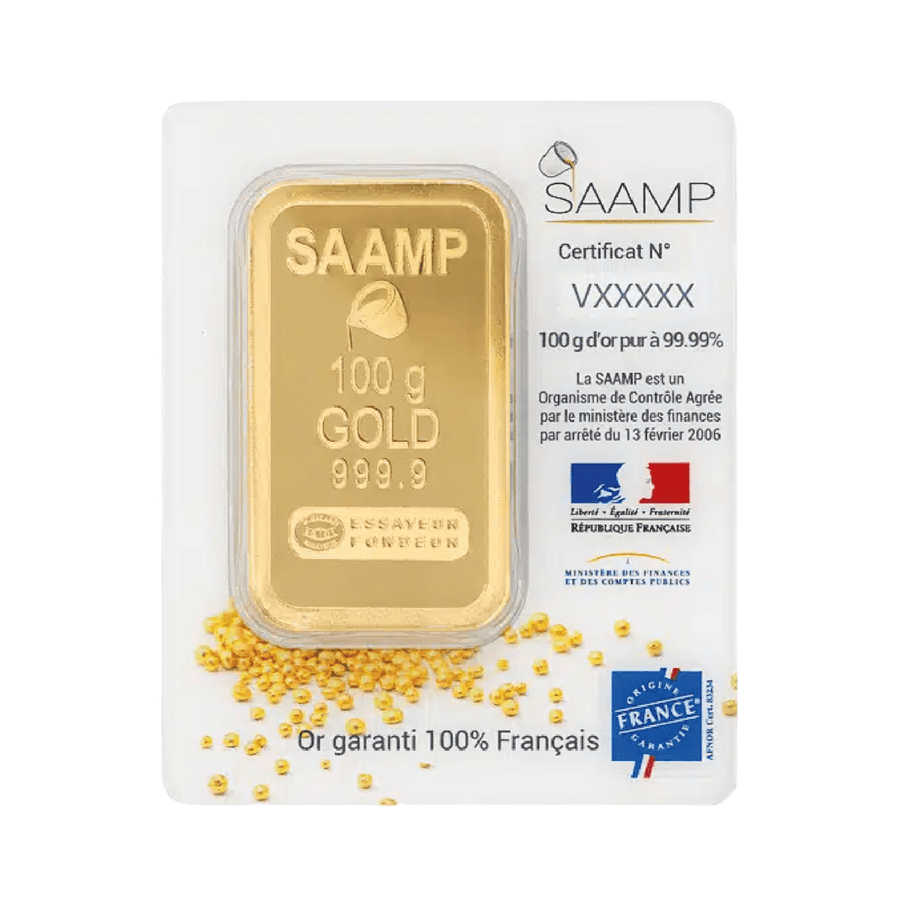 Lingotin d'or 100g - SAAMP - GoldUnion