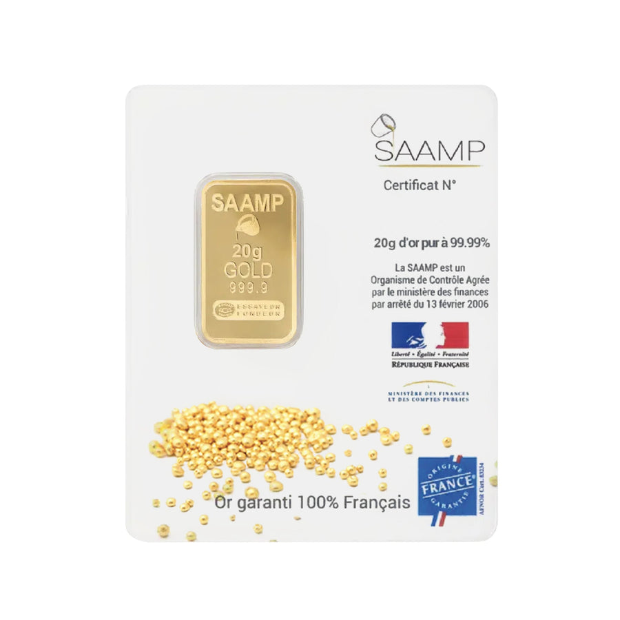 Lingotin d'or 20g - 100% Français - SAAMP - GoldUnion