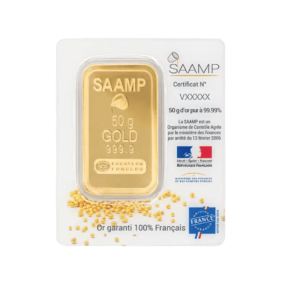 Lingotin d'or 50g - 100% Français - SAAMP - GoldUnion